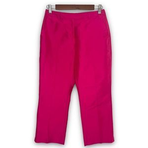 Ann Taylor Women's Hot Pink Flat Front Silk Cropped Dress Pants Size 4P